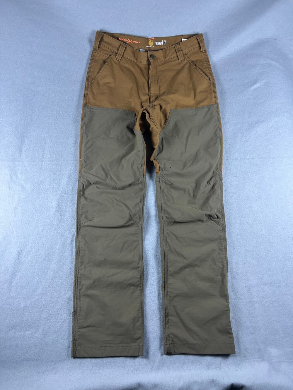Carhartt Outhunt Field Pants Mens 34x34 Brown Green Relaxed Fit Canvas Hunting